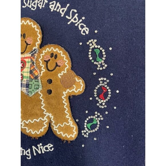 MC Sportswear Sweatshirt M Blue Grandma Festive Holiday Vintage 80s Retro - Picture 4 of 11